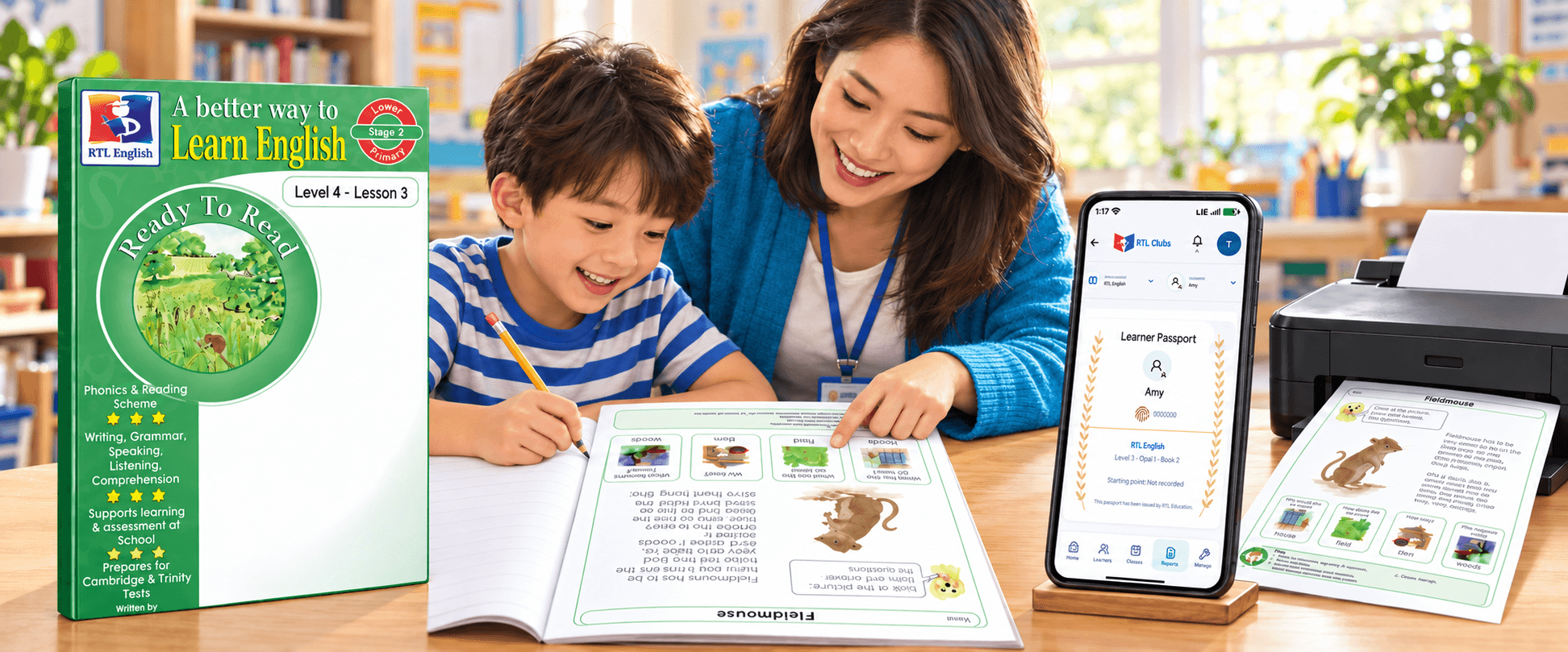 RTL Partners brochure artwork: educator, learner, app and workbooks