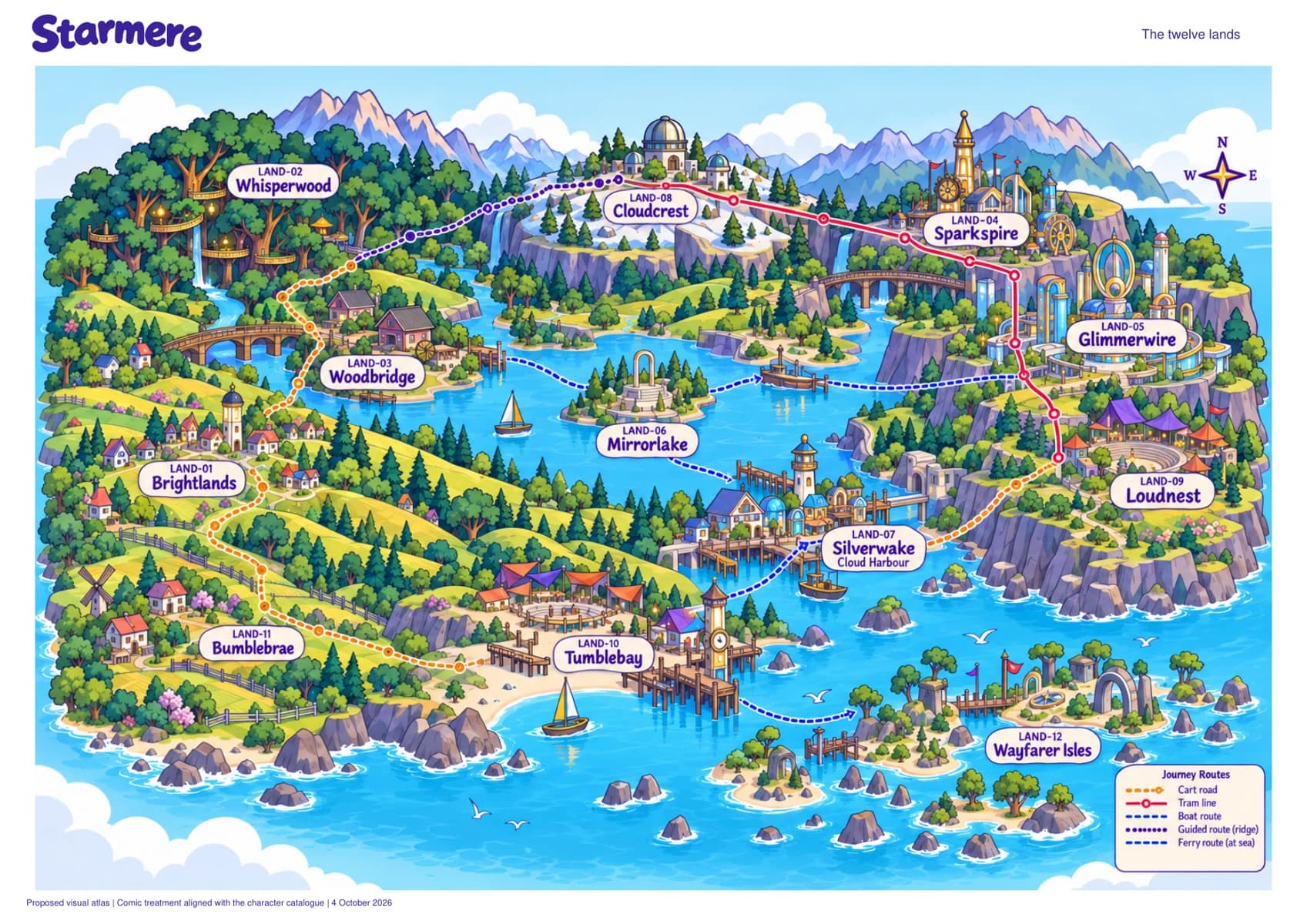 Map of the twelve lands in the Starmere learning world